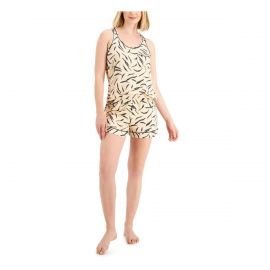 Women's Beige Zebra Tank and Shorts Pajama Set-ALFANI