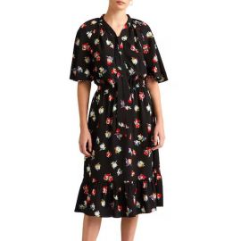 FLORAL CREPE TIE-NECK DRESS-RALPH LAUREN