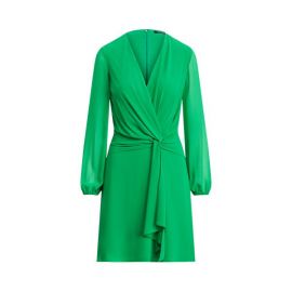 LAUREN RALPH LAUREN Georgette Long-sleeve Dress In Antibes Green