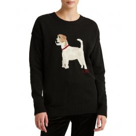 Lauren Ralph Lauren Intarsia Knit Cotton Sweater Black