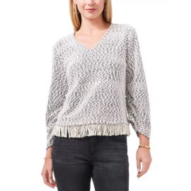 VINCE CAMUTO Fringe-Hem Textured Top