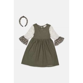 Rare Editions Kids Girl Waffle Knit Baby Doll Dress With Headband