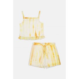 Rare Editions Kids Girl 2 Pcs Metallic Tie Dye Top And Bottom Set