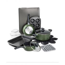 BROOKLYN STEEL CO. Venus Nonstick Aluminum Cookware Set 16-Piece GREEN