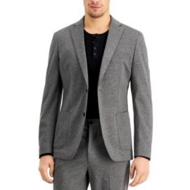 CALVIN KLEIN Mens Gray Single Breasted, Slim Fit Stretch Suit Separate Blazer Jacket 46 Regular