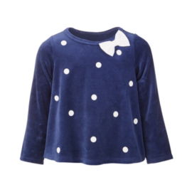 FIRST IMPRESSIONS Kids' Mix & Match Baby Girl Dot Velour Long Sleeve Top In Medieval Blue