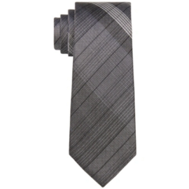 CALVIN KLEIN Men's Digitize Slim Plaid Tie In Black Pepper