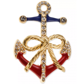 HOLIDAY LANE Gold-Tone Pavé Red, White & Blue Anchor Pin