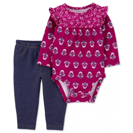 CARTER'S Baby Girls 2-Piece Floral Bodysuit & Pants Set
