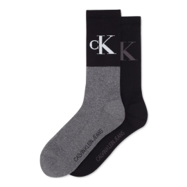 CALVIN KLEIN JEANS Mens 2 Pack Logo Ribbed Casual Crew Socks