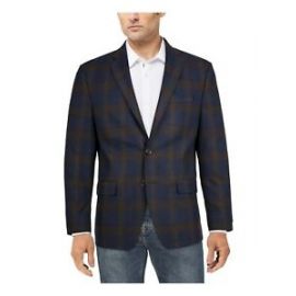 RALPH LAUREN Mens Blue Plaid Blazer Jacket 