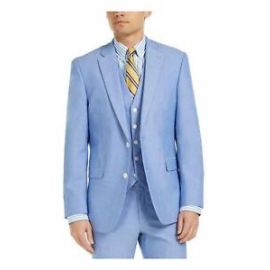 Tommy Hilfiger Men's Modern-Fit Stretch Chambray Suit Jacket Blue 40REG