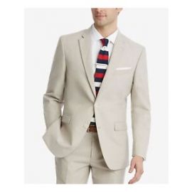 TOMMY HILFIGER Men's Beige Single Breasted, Slim Fit Suit Separate Blazer Jacket 60L