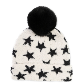 Jenni Fuzzy Jacquard Pom Pom Beanie