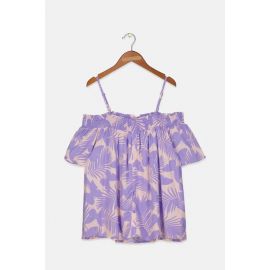 Epic Threads Kids Girl Off Shoulder Short Sleeveless Palm Print Top