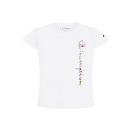 CHAMPION LITTLE GIRLS COLOR BLOCK SCRIPT WITH FOIL SHORT SLEEVES GRAPHIC T-SHIRT