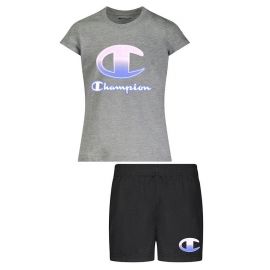 Champion Toddler Girls Big Ombre "C" Script Tee, Flat Back Mesh Short, 2 Piece Set