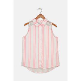 Epic Threads Kids Girl Spread Collar Sleeveless Stripe Top