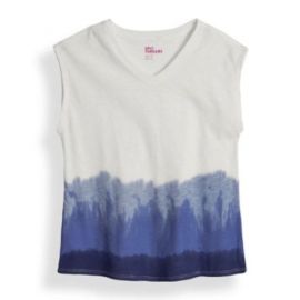 EPIC THREADS Kids' Big Girls Sleeveless Knot Front Dip Dyed T-shirt