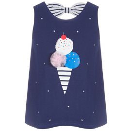 First Impressions | Blue Ice Cream Bow-Accent Tank
