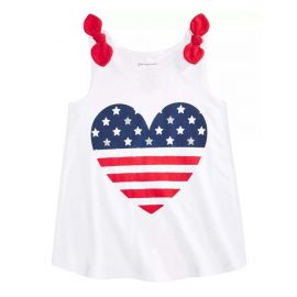 First Impressions | Bright White & Red Heart Flag Bow-Strap Tank