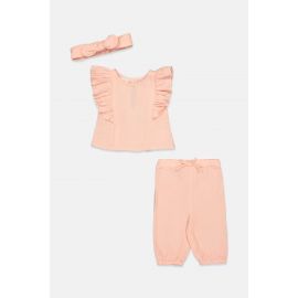 First Impressions Toddlers Girl 3 Pcs Ruffles Top With Plain Pants And Headband Set
