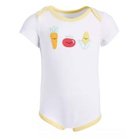 First Impressions | Bright White & Yellow Veggies Bodysuit