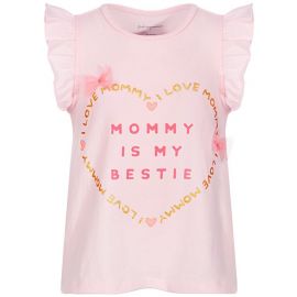 First Impressions | Pink 'Mommy Is My Bestie' Bow-Accent Angel-Sleeve Tee