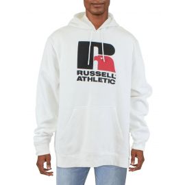 Russell Athletic Mens Eagle Logo Fleece Hoodie - White
